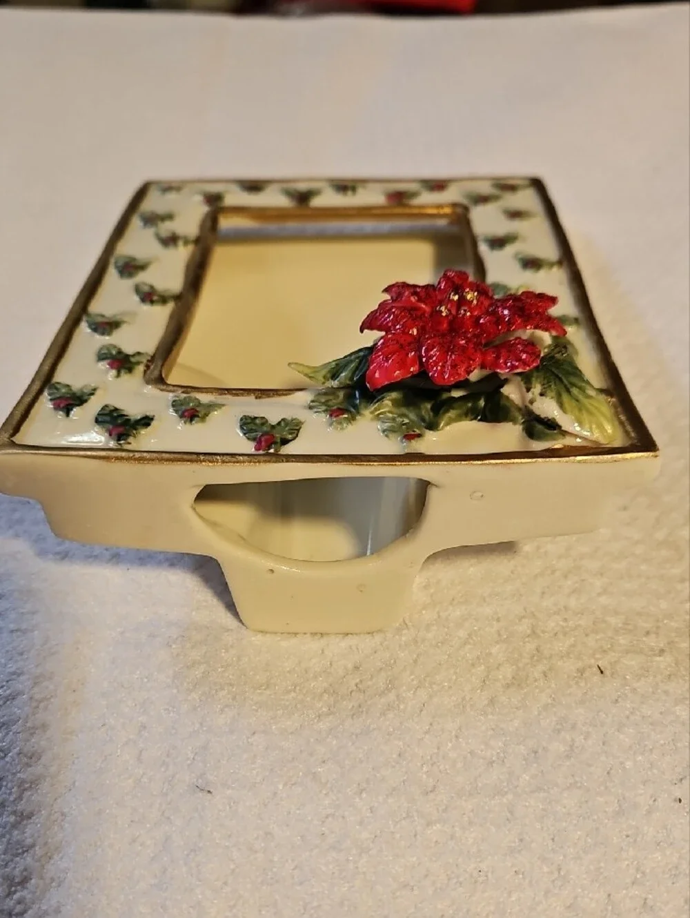 Festive Poinsettia Ceramic Picture Frame